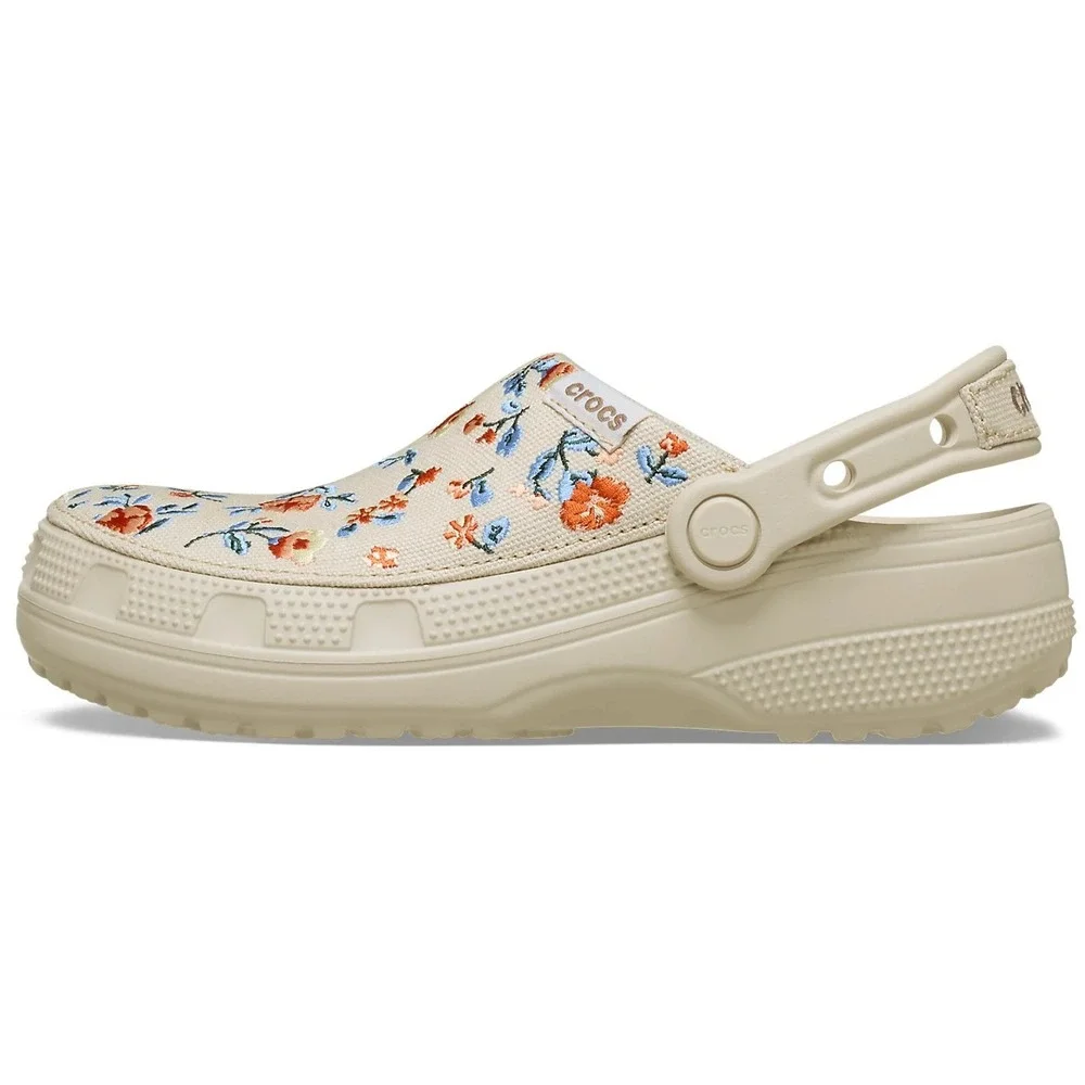 Crocs Classic Crafted Crafted Canvas Floral White Frappe Clog Women's Size 8